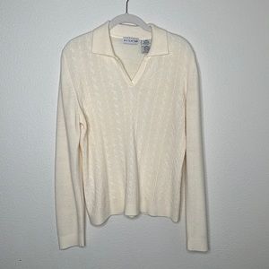 White Stag Knitted Long Sleeve V-Neck Sweater Polo